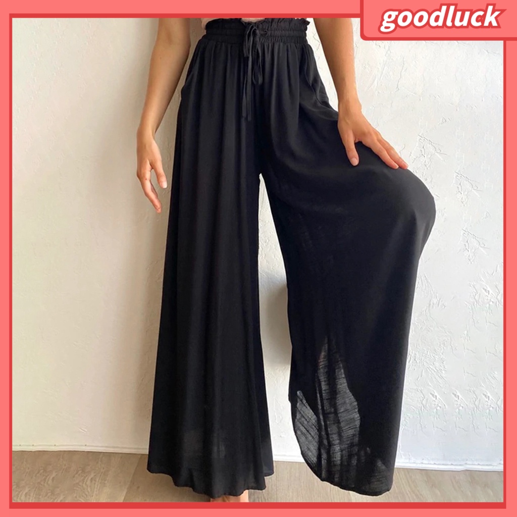 Quần Dài Ống Rộng Thắt Nơ Thời Trang Đường Phố Mùa Hè Cho Nữ