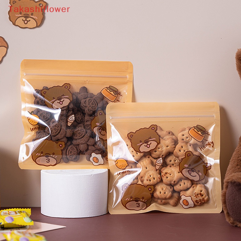 Set 10 Túi Đựng Bánh Kẹo Có Khóa Kéo Họa Tiết Hoạt Hình Dễ Thương