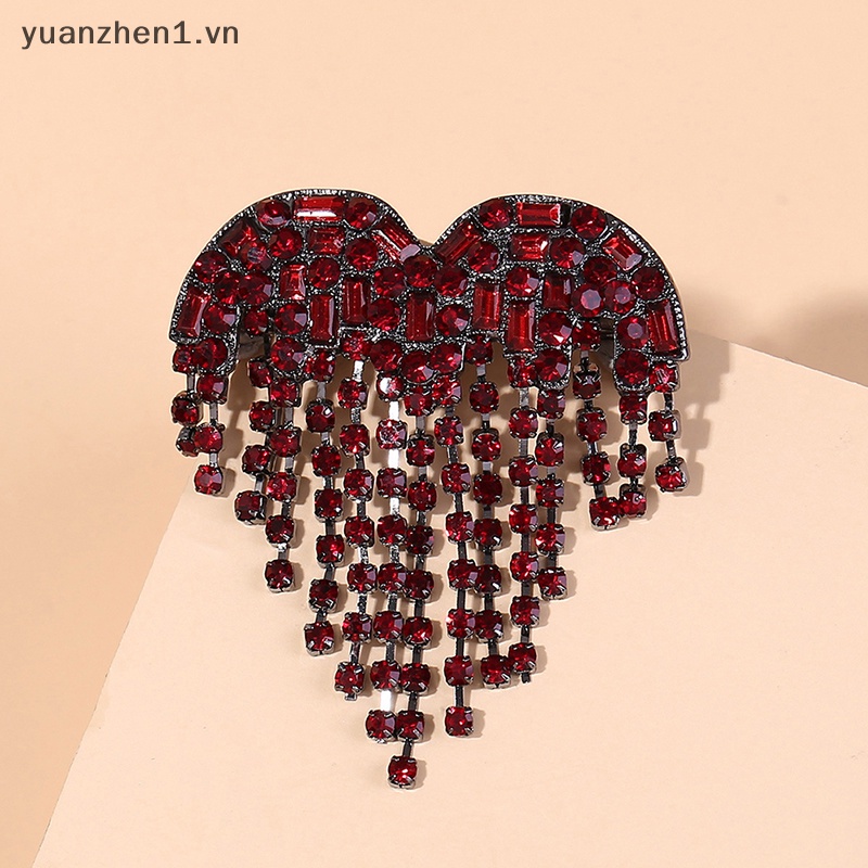 Ghim Cài Áo Kim Loại Hình Trái Tim Đính Đá Thời Trang Cho Nữ