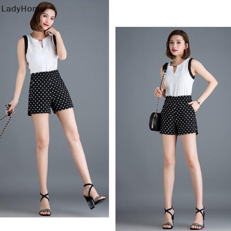 Quần Short Chiffon Lưng Cao Họa Tiết Chấm Bi Thời Trang Mùa Hè Cho Bé Gái
