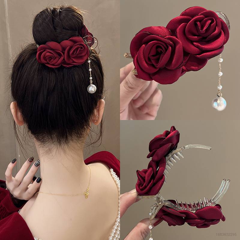 Kẹp Tóc Hoa Hồng Thời Trang Vintage Cho Nữ