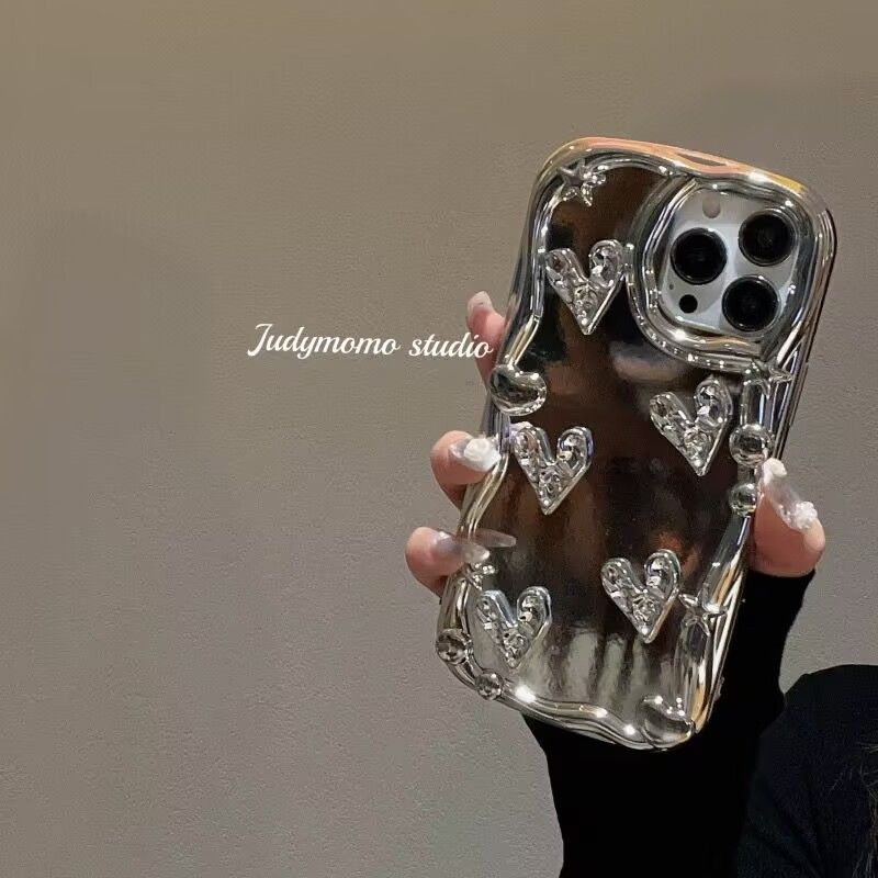 Ốp Điện Thoại Tráng Gương Mạ Điện Hình Trái Tim Ba Chiều Cho Iphone 14promax 13 13promax 12 11 7 / 8Plus Xsmax