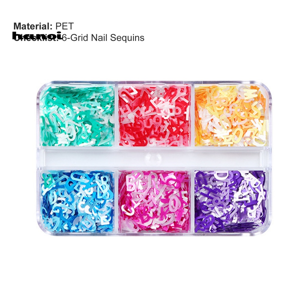 Hộp Kim Tuyến 6 Ngăn 26 Chữ Cái Tiếng Anh Trang Trí Móng Tay An Toàn Cho Bé Gái