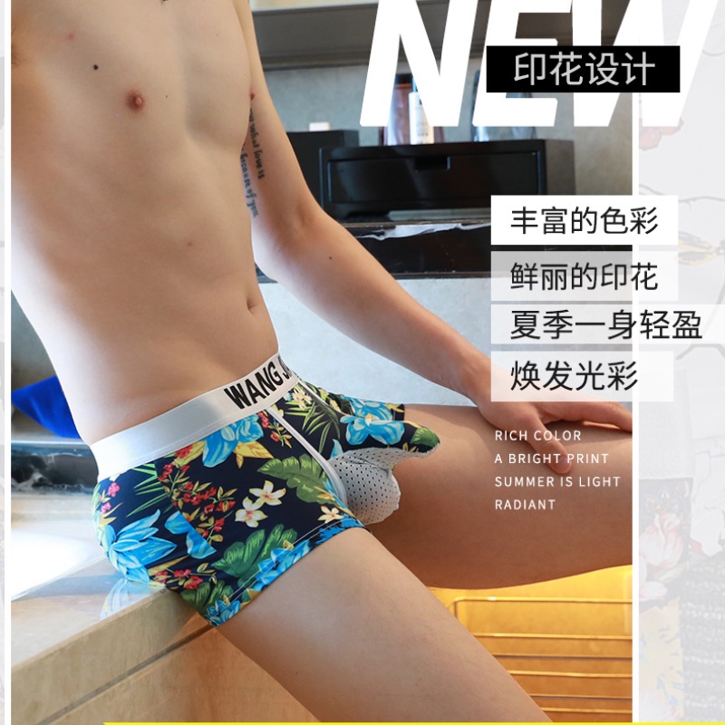 Quần Lót Boxer Lụa Lạnh Thoáng Khí In Họa Tiết Voi Cho Nam 3052- PJ