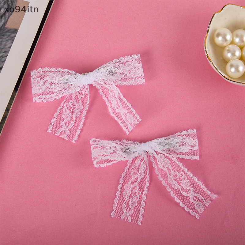 Kẹp Tóc Nơ Vải Ren Trắng Phong Cách Lolita Nhật Bản Dễ Thương