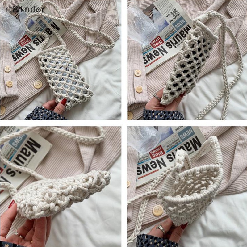 Túi Đựng Điện Thoại Bằng Cotton Đan Đeo Chéo Vai Thời Trang Mùa Hè