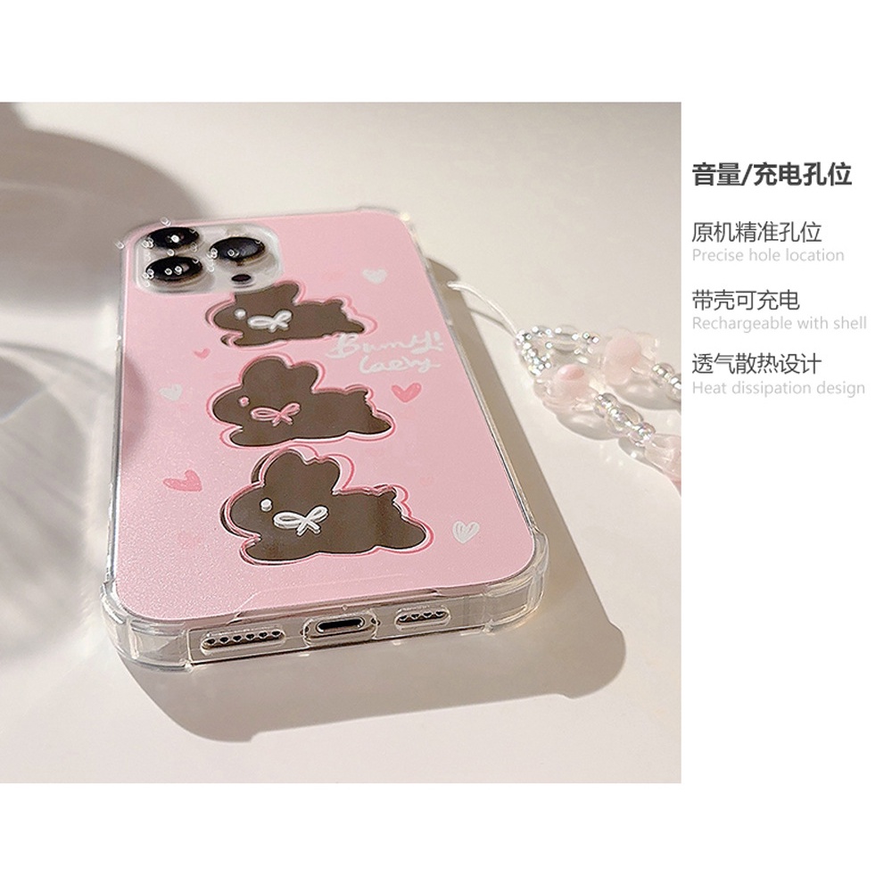 Ốp Điện Thoại Tráng Gương Hình Thỏ Hồng Cho Iphone13 14Pro Max 11 12 Xs 11 8P