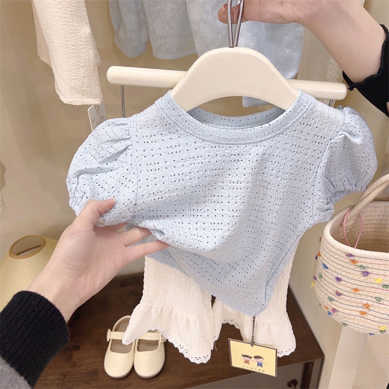 Set Áo Thun Tay Ngắn Và Quần Dài Phong Cách Hàn Quốc Thời Trang Mùa Hè Mới 2023 Dành Cho Bé Gái