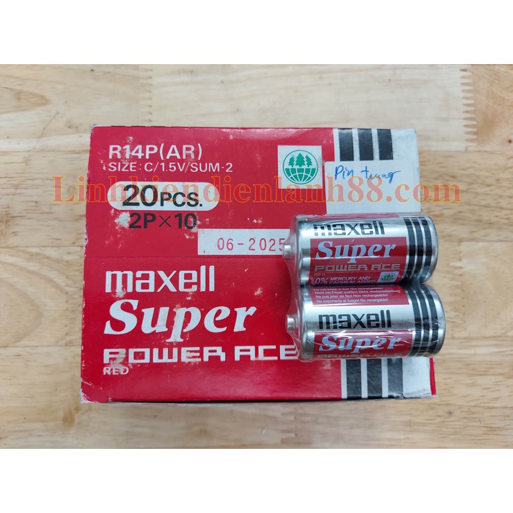 (1 đôi) Pin Maxell Super R14P 15V Loại Trung Mới, Chính Hãng 100%.