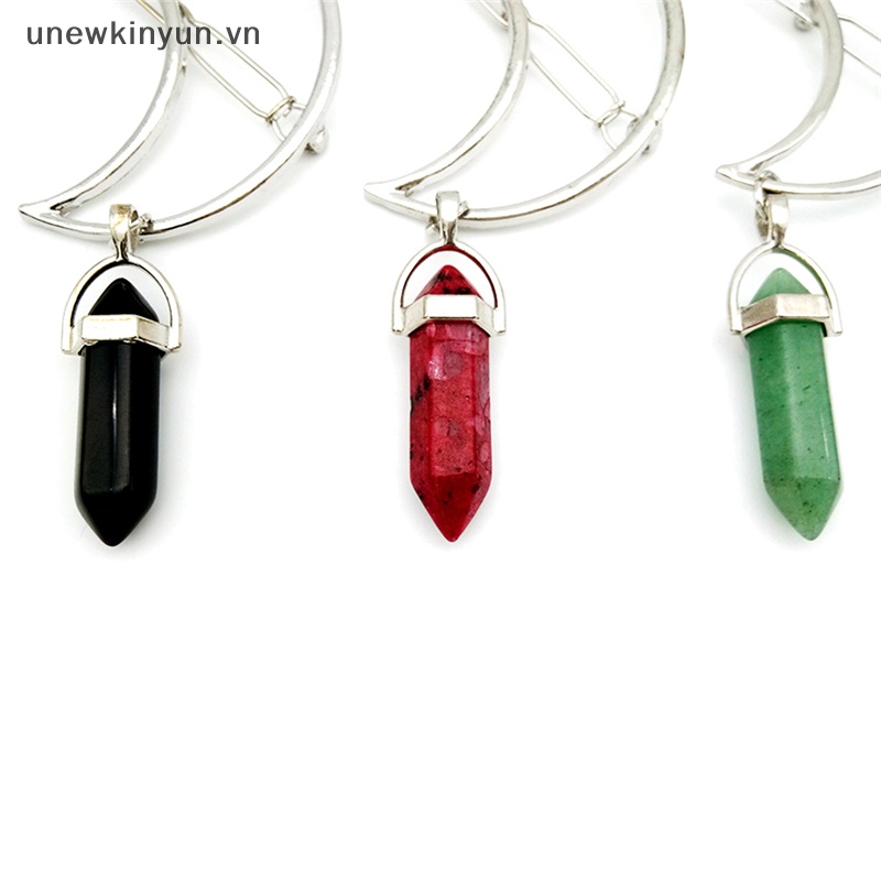 Kẹp Tóc Hợp Kim Hình Mặt Trăng Đính Đá Tự Nhiên Phong Cách Vintage Cho Nữ