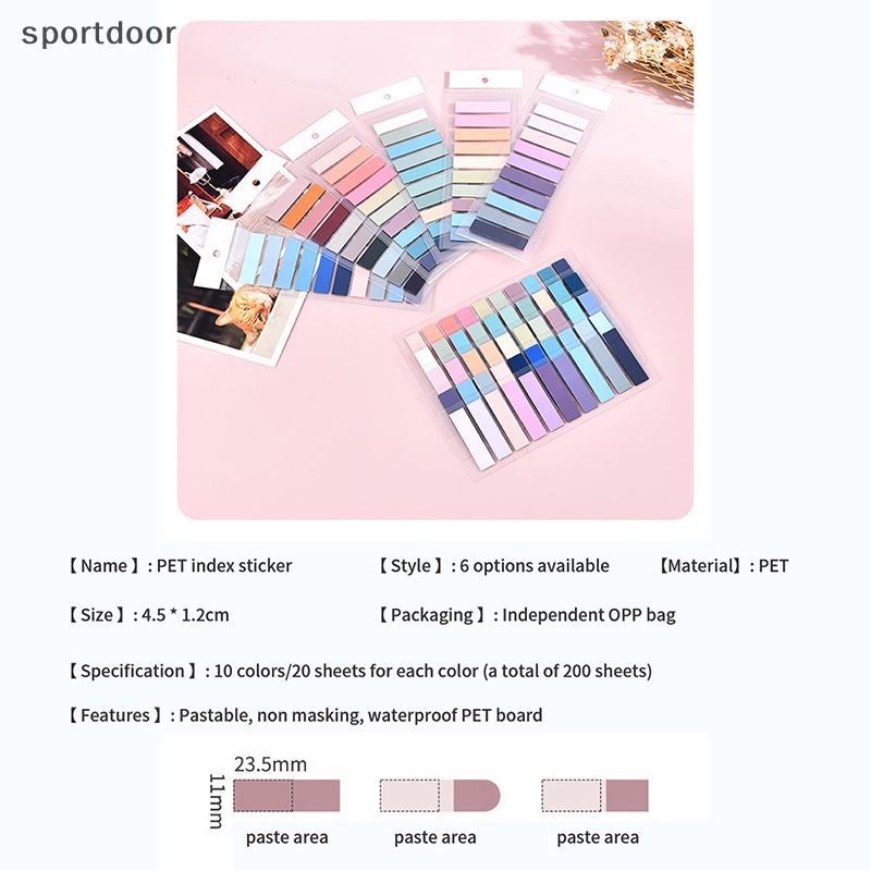 [sportoutdoor] 200 Tờ Giấy Đánh Dấu Trang Sách Trong Suốt Chống Thấm Nước [out]