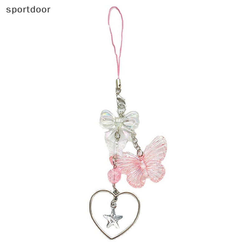 [sportoutdoor] Móc Khóa Điện Thoại / Chìa Khóa / Túi Xách Hình Chữ Ch Màu Hồng Y2K Làm Thủ Công DIY