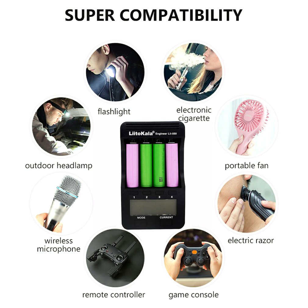 Lithium Battery Charger Lii-500 18650/26650 Charging Adapter Lcd Display Digital Chargers Batteries Charge Device With Screen [Q/6]