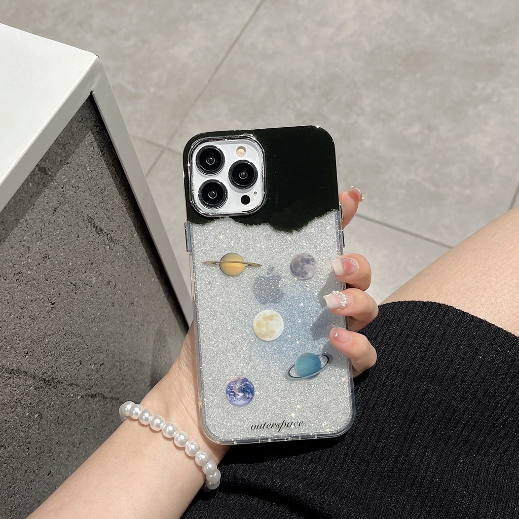 Ốp Điện Thoại TPU Silicon Mềm Chống Sốc Hai Mặt Họa Tiết Hành Tinh Cho iPhone 14 13 12 11 PRO MAX