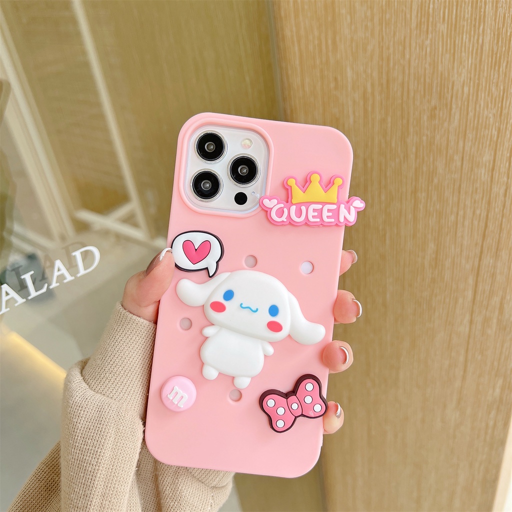 Ốp Điện Thoại Tpu Silicon Mềm Màu Kẹo Hình Chú Cún Sanrio 3D DIY Cho iPhone 14 13 12 11 Pro Max