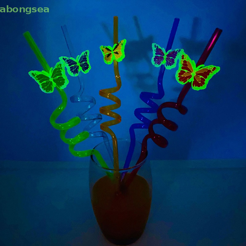 Abongsea Ống Hút Hình Bướm Có Đèn Ngủ Sáng Tạo Trang Trí Tiệc