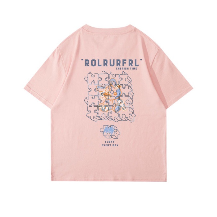 Áo Thun 100% Cotton Tay Ngắn Cổ Tròn In Họa Tiết Phong Cách Hàn Quốc Cho Nữ