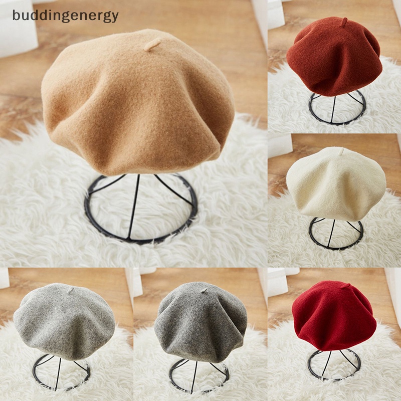 {BUDDI} Mũ Beret Len Màu Trơn Giữ Ấm Mùa Đông Phong Cách Retro Pháp Thanh Lịch Phù Hợp Với Nữ {BUDDI {buddingenergy}