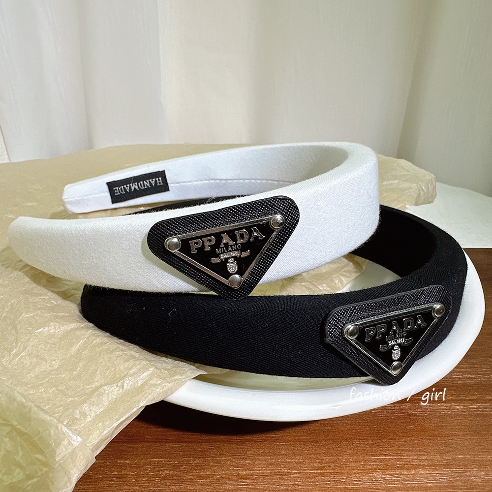 Băng Đô Vải Hình Tam Giác Màu Trắng Đen Thanh Lịch