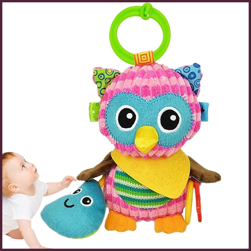 Đồ Chơi Nhồi Bông Mềm Mại Hình Chim Cú Nhiều Màu Có Âm Thanh Phát Triển Răng Cho Bé