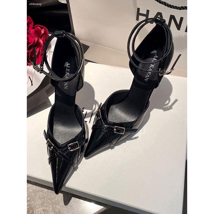 Giày Cao Gót Da Bóng Mũi Nhọn Thời Trang Xuân Hè 2023 Cho Nữ