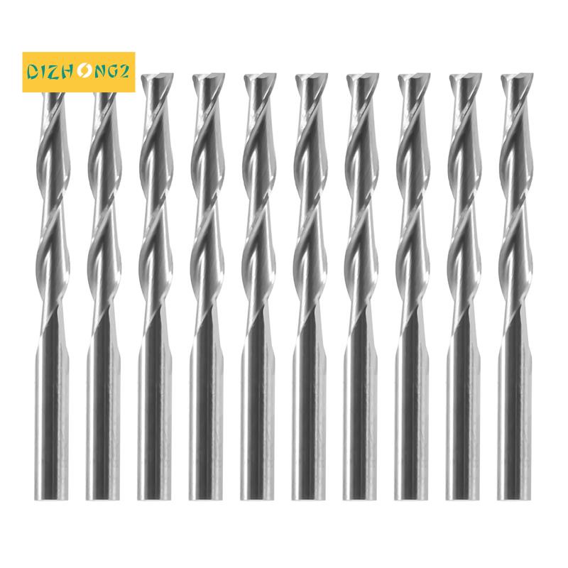 10x 1 '8 inch 3.175mm cacbua CNC đôi hai ống xoắn ốc Bits End Mill Bộ định tuyến 22mm