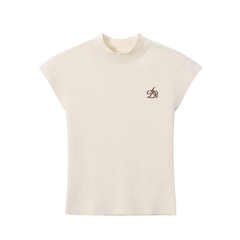 [F &amp; X] Áo Thun Raglan Dệt Kim Tay Lửng Cổ Cao Vừa Vặn Thêu logo Spicy Kẻ Sọc Nhiều Màu Sắc Ngọt Ngào