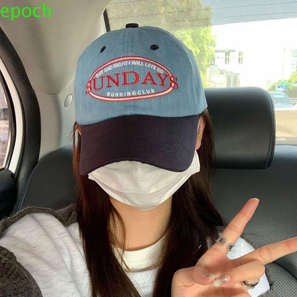 Epoch Mũ Lưỡi Trai Denim Chống Nắng Thêu Chữ Đơn Giản Thời Trang Phong Cách Hàn Quốc Cho Nữ