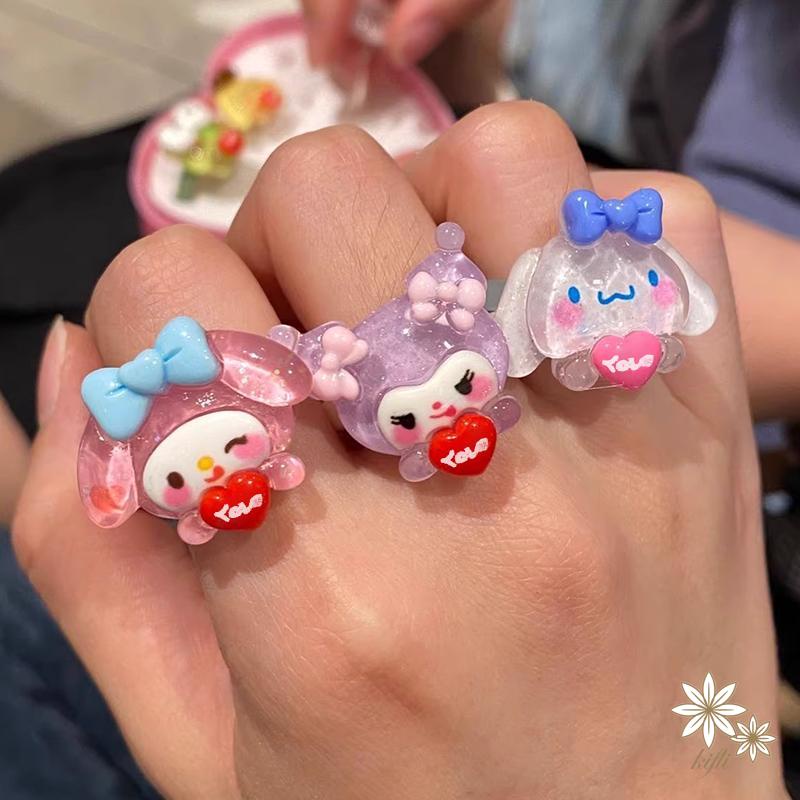 SANRIO Nhẫn Hình Chú Chó Cinnamon Dễ Thương Có Thể Điều Chỉnh Kulomi Cho Nữ