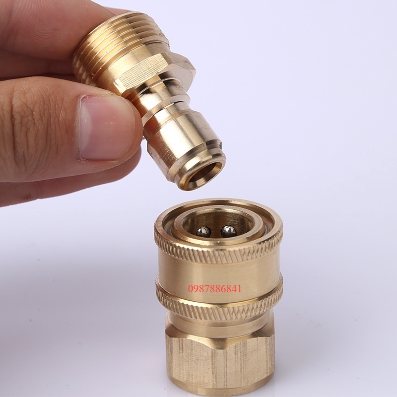 Bộ đầu ra nối nhanh cho máy rửa xe áp lực cao, rửa xe gia đình  ren 22 mm
