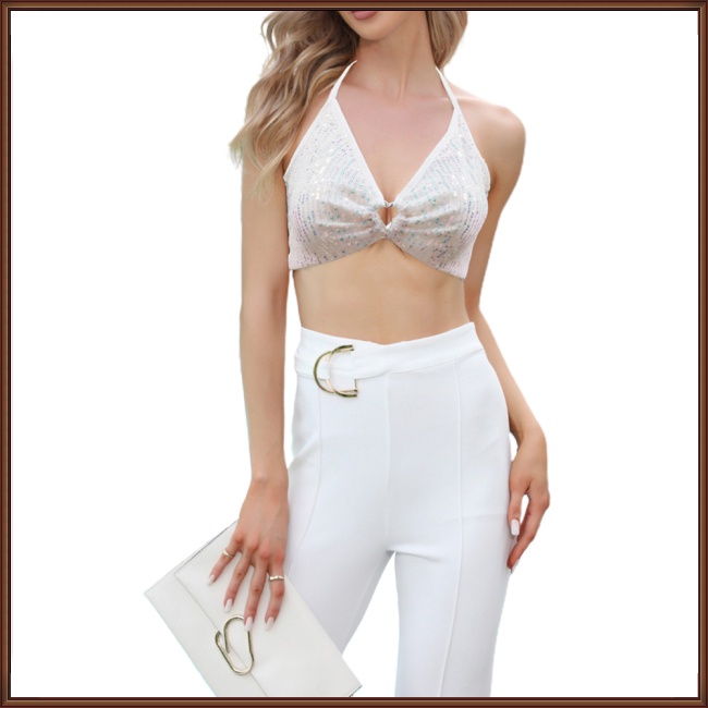 Áo Ống 100% Polyester Đính Kim Sa Hình Trái Tim Gợi Cảm Cho Nữ