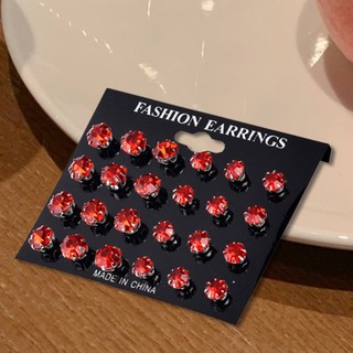 Set 12 Đôi Bông Tai Tròn Đính Đá Pha Lê