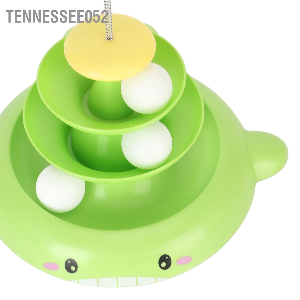 Tennessee052 Đồ chơi tháp bóng cho mèo 3 cấp độ có thể tháo rời tương tác theo dõi thú cưng với lông vũ trêu chọc con tập dục