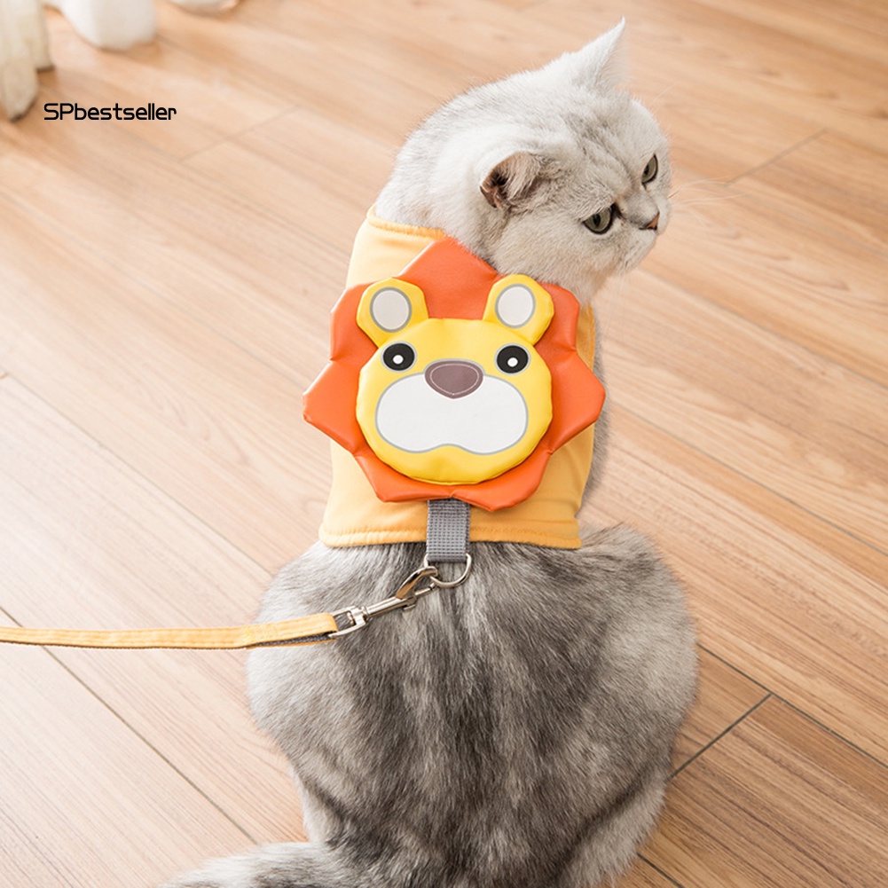 Áo Vest Lưới Thoáng Khí Có Dây Dắt Hình Sư Tử Cho Thú Cưng