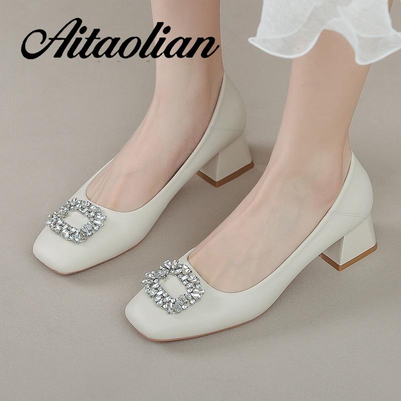 Giày Cao Gót 4cm Chất Liệu Da Cao Cấp Thời Trang Theo Phong Cách retro Cho Nữ