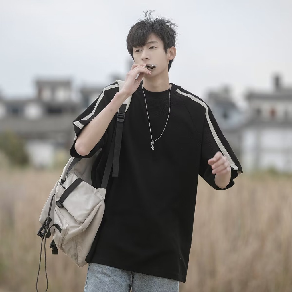 Áo Thun Nam Ngắn Tay Sọc Ngang Thời Trang