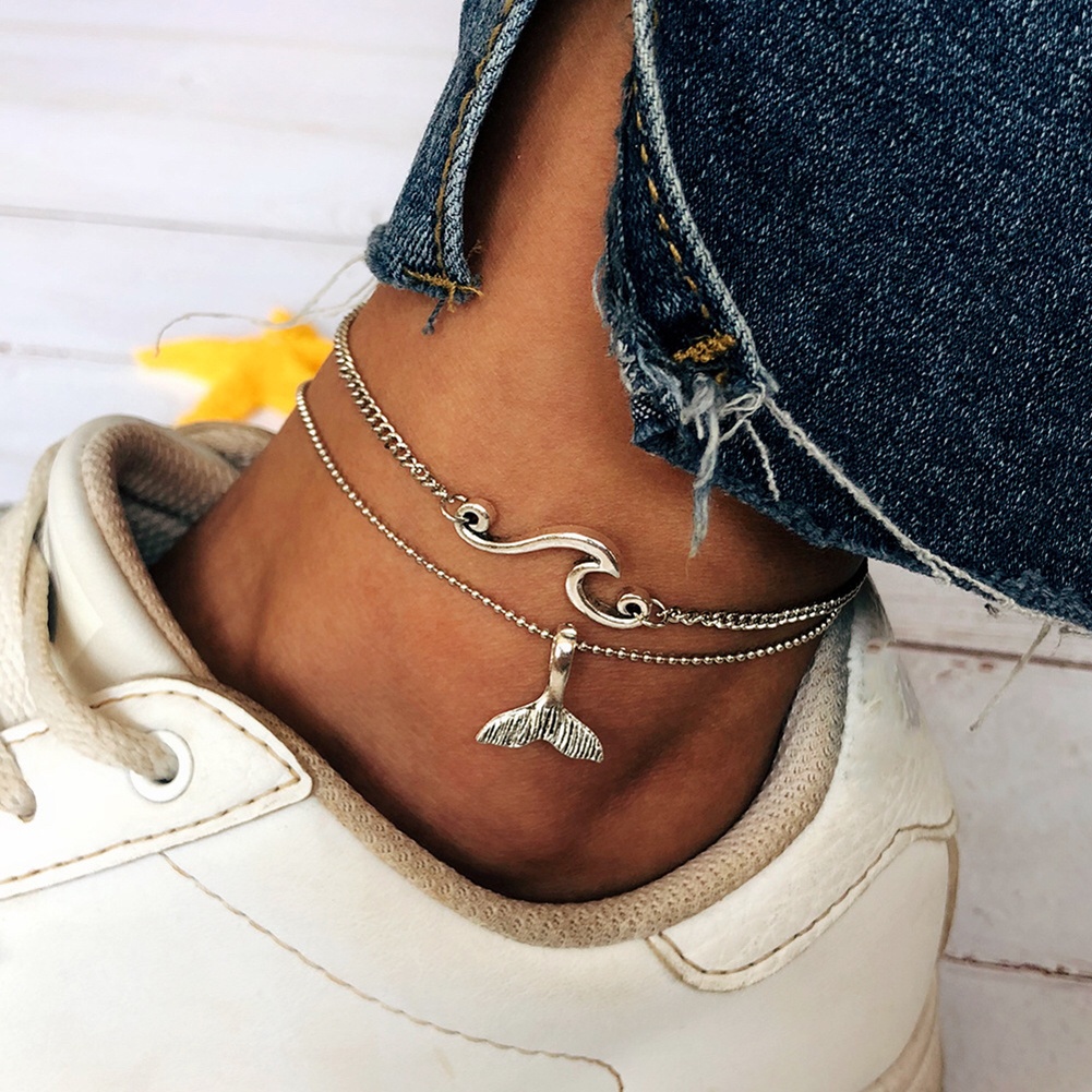 Lắc Chân Kim Loại Hình Đuôi Cá Phong Cách Bohemian