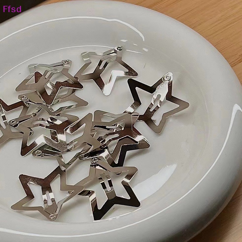 Set 5 Kẹp Tóc Kim Loại Hình Ngôi Sao Màu Bạc Thời Trang Cho Nữ