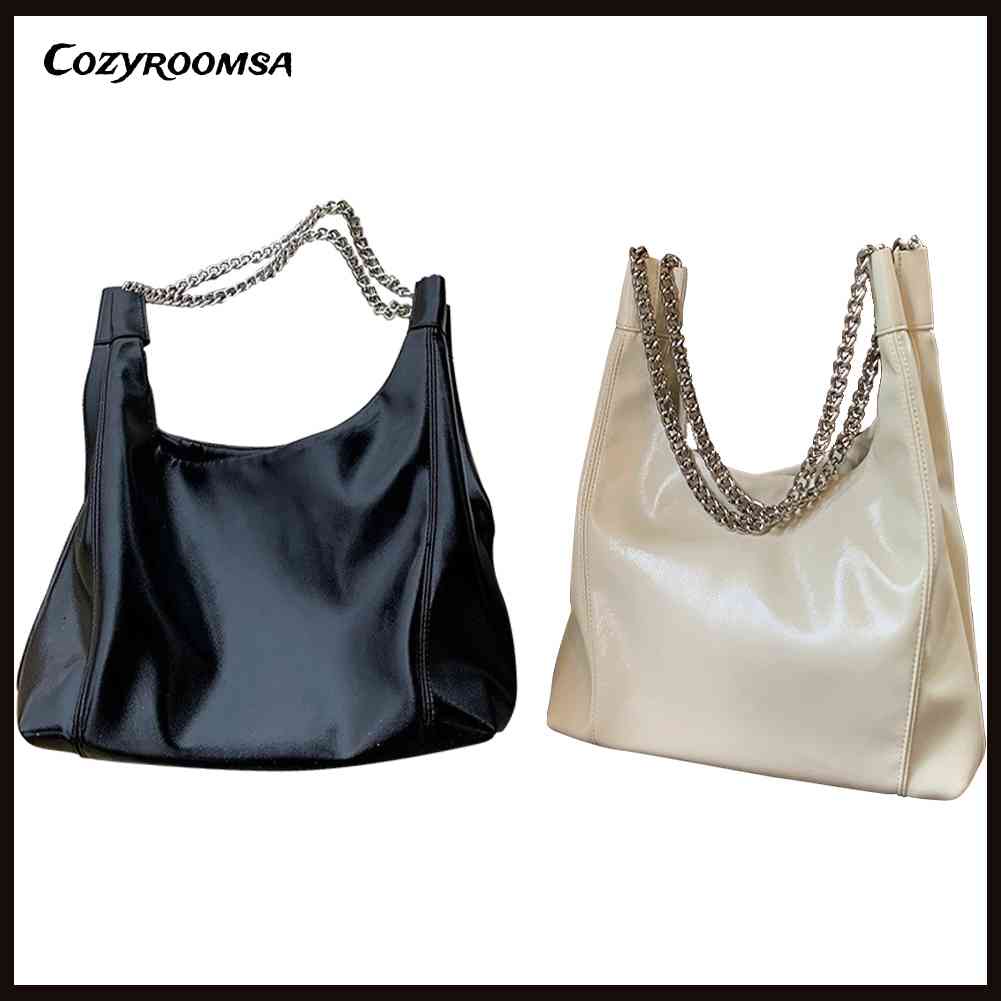 Túi Xách Da PU Kẹp Nách Phối Dây Xích Thời Trang Cho Nữ