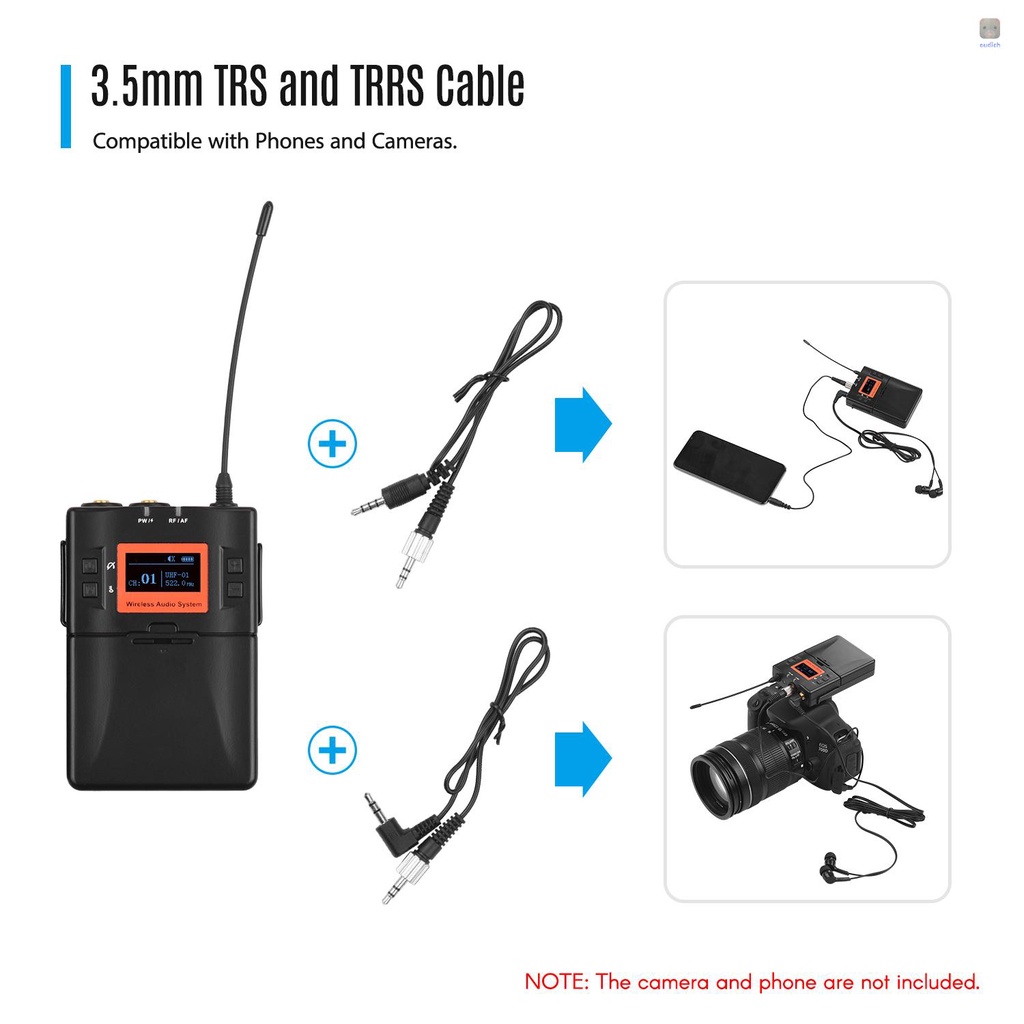 Hệ Thống Micro Lavalier Không Dây UHF 60 Kênh Cho Máy Quay DSLR / Điện Thoại Thông Minh / Máy Tính Bảng / Máy Ghi Âm