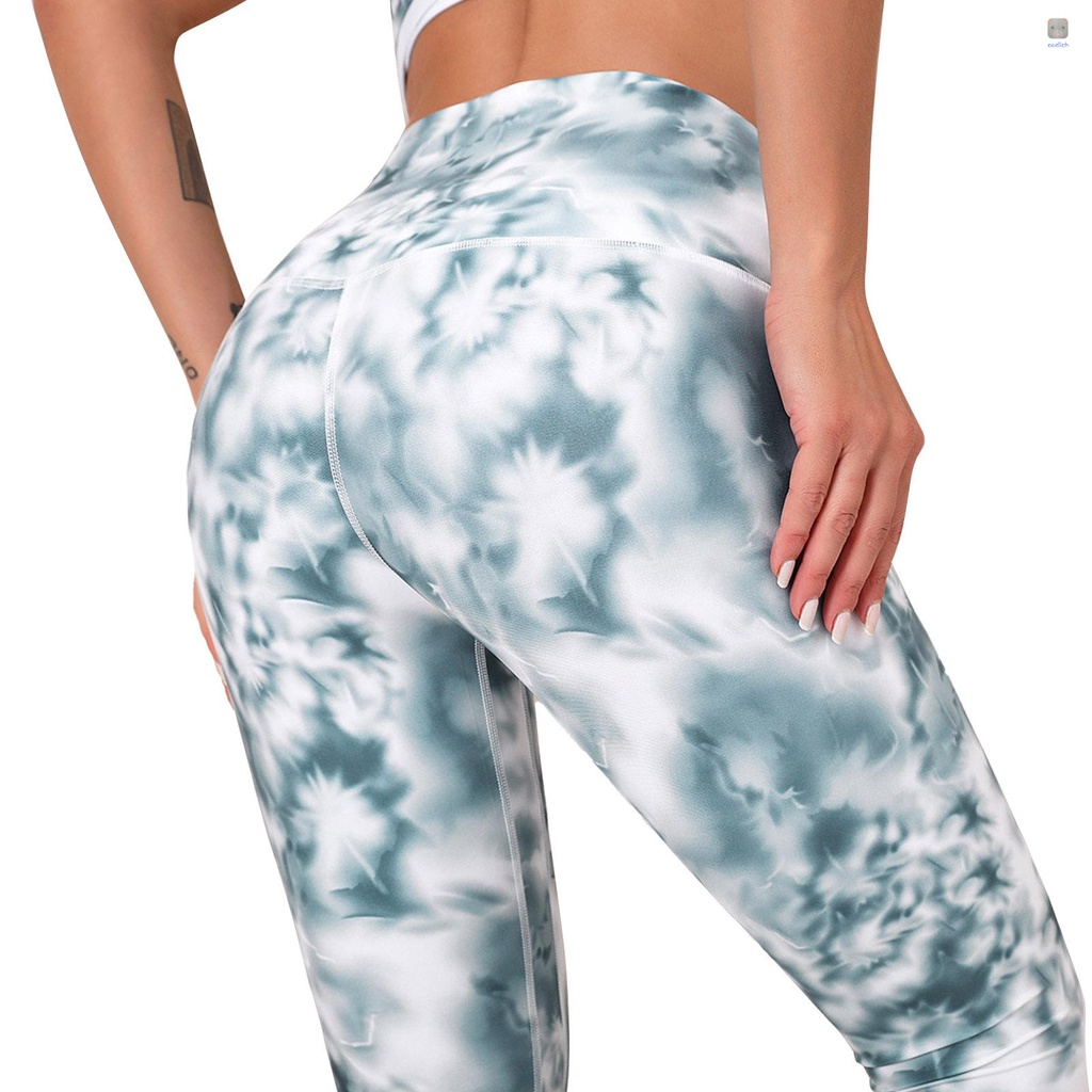 Quần Legging Thể Thao Lưng Cao In Họa Tiết Màu Nhuộm Nâng Mông Chống Ẩm Cho Nữ