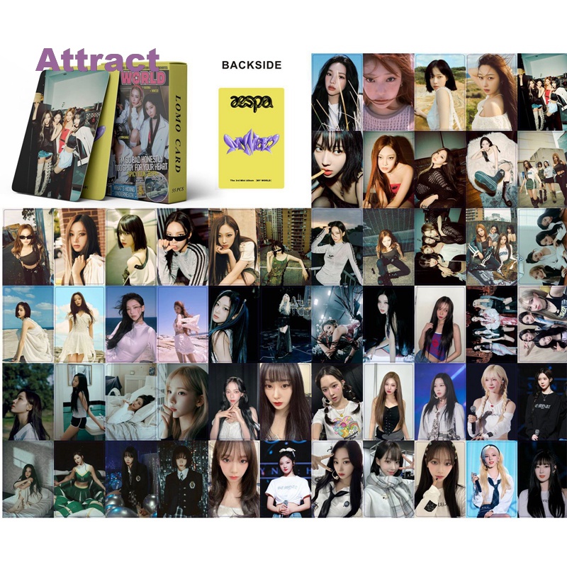 Bộ 55 Tấm Thẻ Hình Nhóm Nhạc Kpop aespa welcome to my world