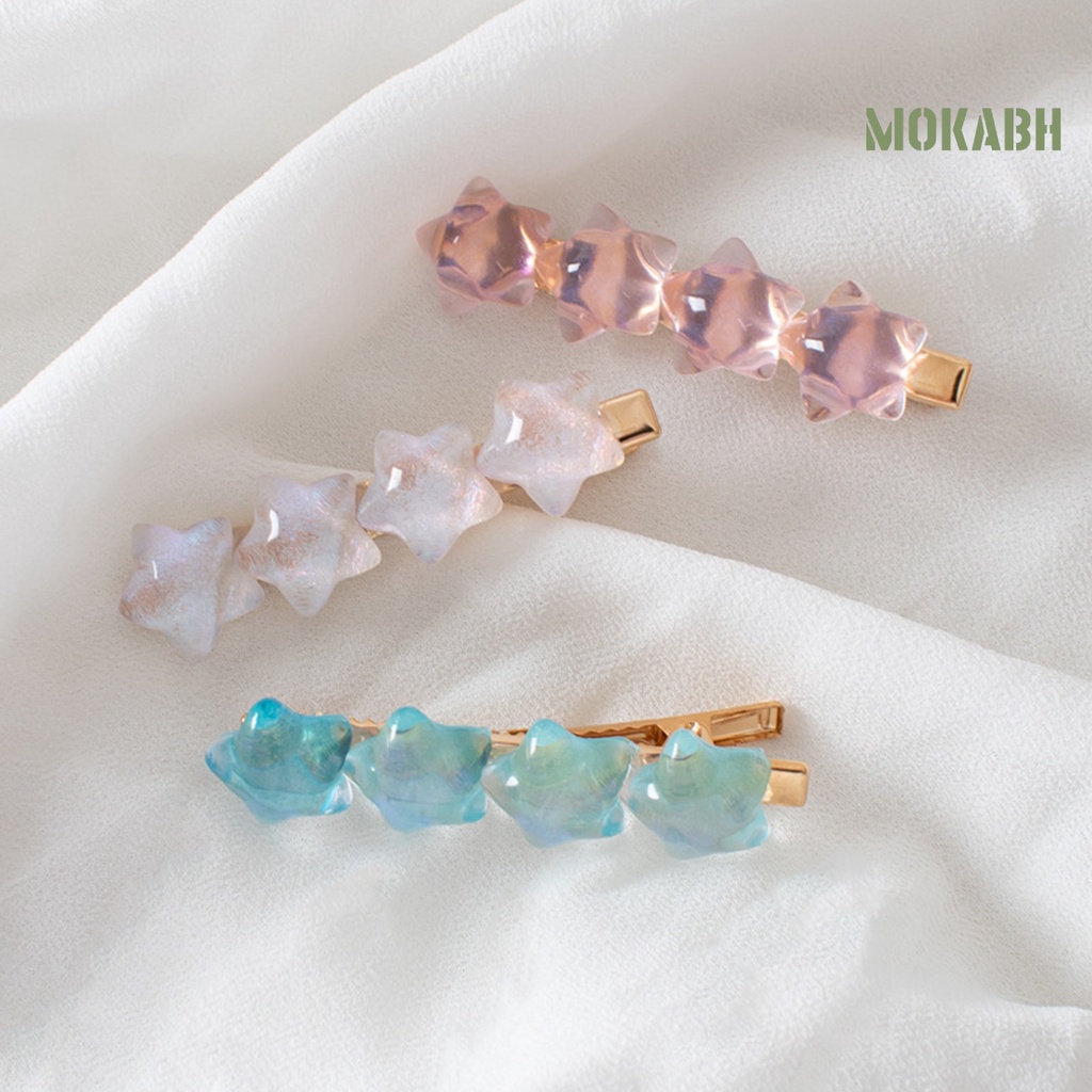 Kẹp Tóc Hình Ngôi Sao Trong Suốt Chống Trượt Bằng Nhựa Resin Phong Cách Hàn Quốc
