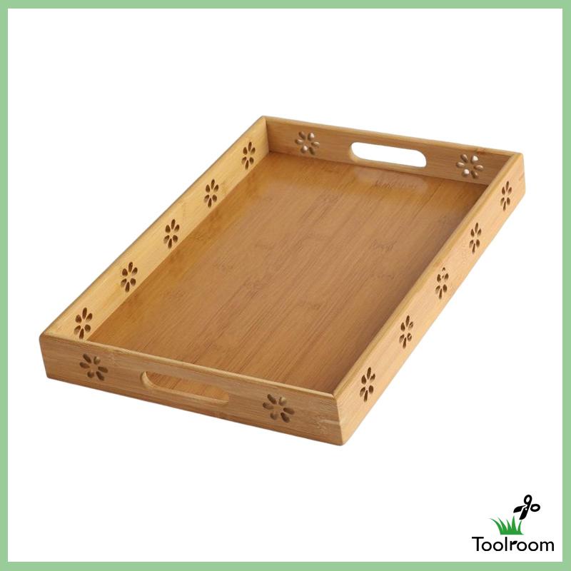 Khay Phục Vụ Thức Ăn Bằng Tre Có Tay Cầm Tiện Dụng Cho Nhà Bếp