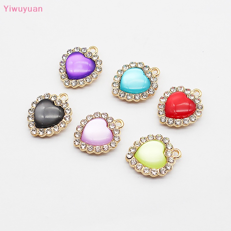 Phụ Kiện Trang Sức Treo Tường Hình Trái Tim Đính Đá 18MM Màu Vàng Mới