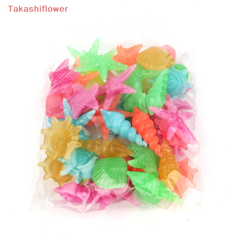 Set 10 Viên Đá Dạ Quang Hình Vỏ Sò / Sao Biển Trang Trí Bể Cá / Sân Vườn