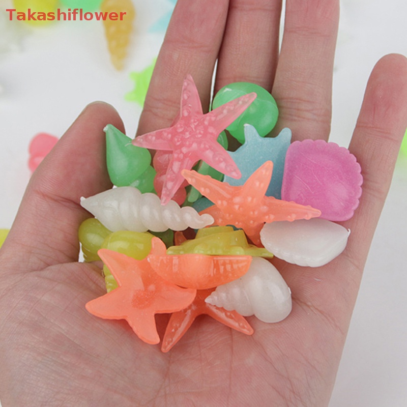 Set 10 Viên Đá Dạ Quang Hình Vỏ Sò / Sao Biển Trang Trí Bể Cá / Sân Vườn