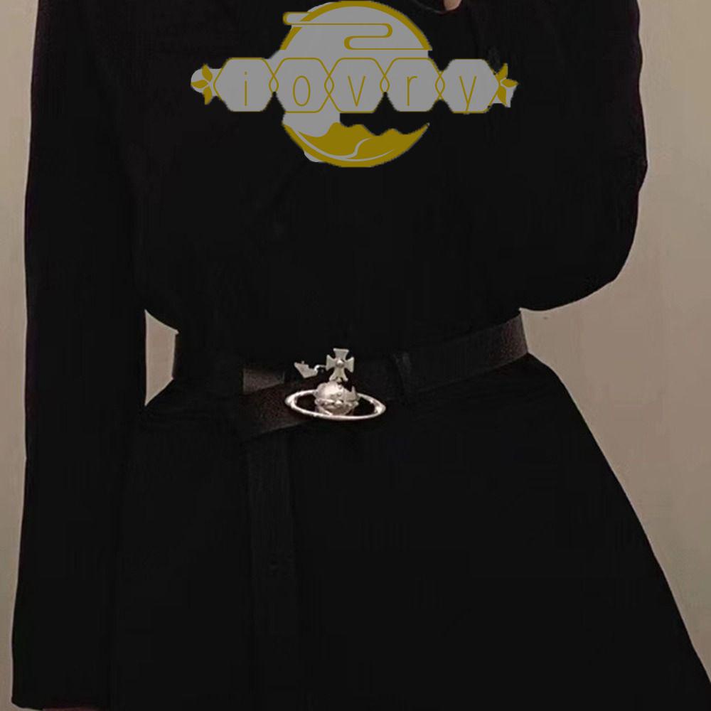 Thắt Lưng Da PU Màu Ngà Phong Cách Retro Vintage Hàn Quốc Dễ Phối Đồ Y2k Saturn Dành Cho Nam