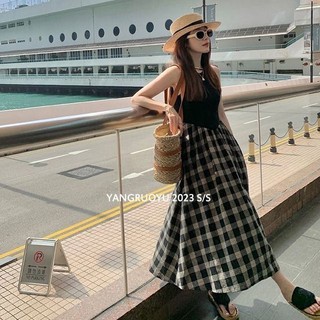 Bán Chạy✨Đầm Chữ A Không Tay Phối Họa Tiết Kẻ Sọc Thời Trang Mùa Hè Kiểu Mới 2023