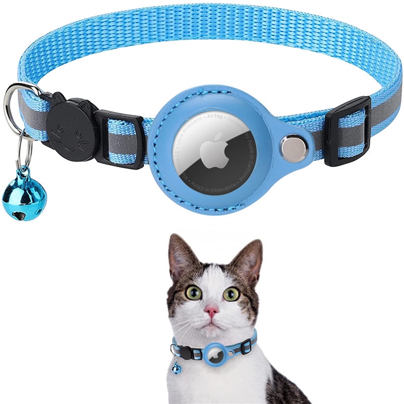 Vòng Đeo Cổ Định Vị Không Khí Với Chuông Phản Quang Cho Mèo，Nhà ở định vị AirTag Cổ áo